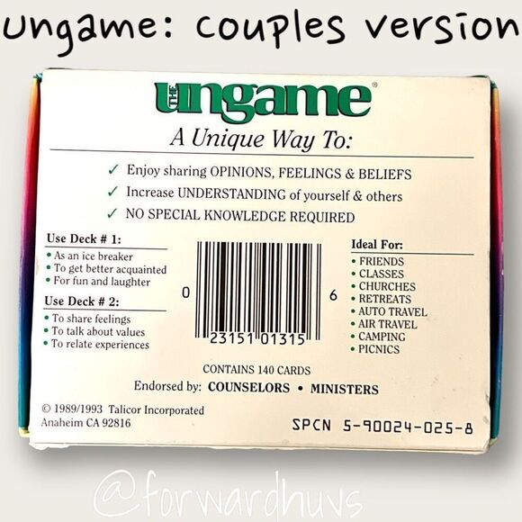 Vintage | The Ungame | Couples Version | Pocket Size - Picture 8 of 9